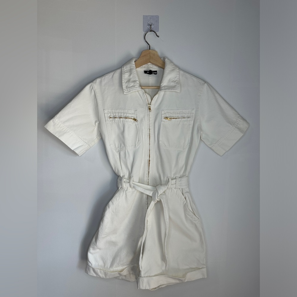APC Combinaison Hills Romper Denim Off-White Zip Short Sleeve Sz 34 / 2 US - Picture 5 of 8
